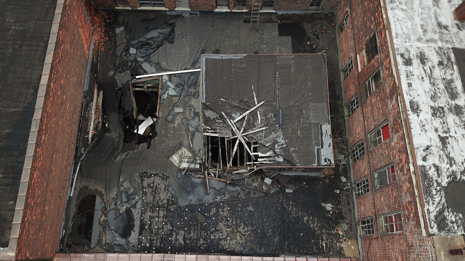 110 and 118 South Park Avenue caved in roof area